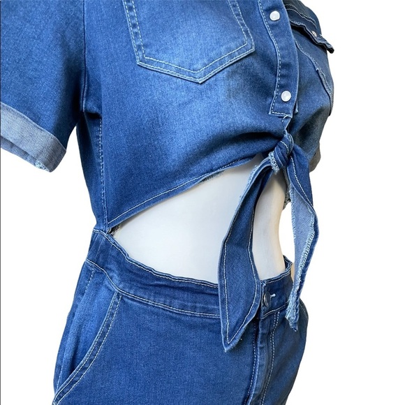 Windsor Blue Stretch Denim One-Piece Cut-Out Dress Women’s various sizes - Picture 4 of 16